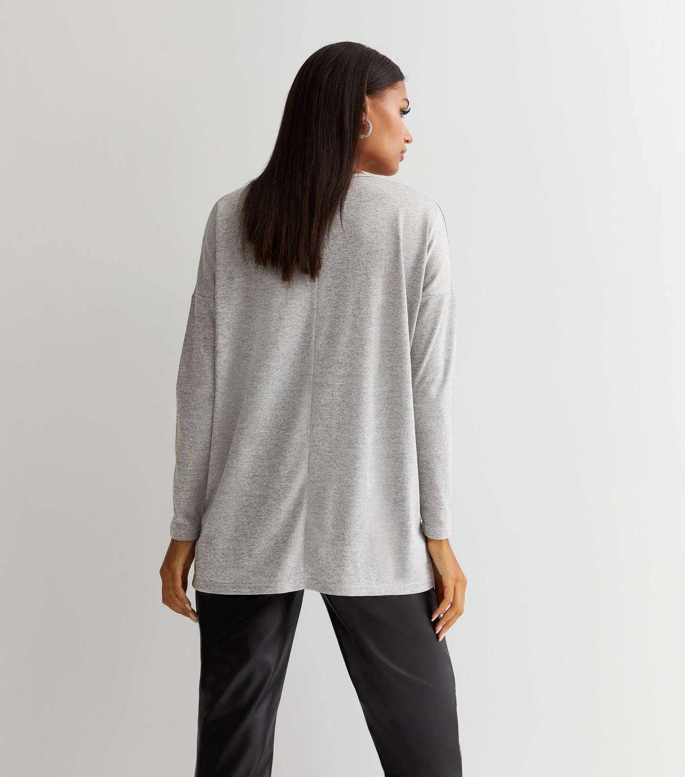 Pale Grey Star Print Long Sleeve Knitted Top Image 4
