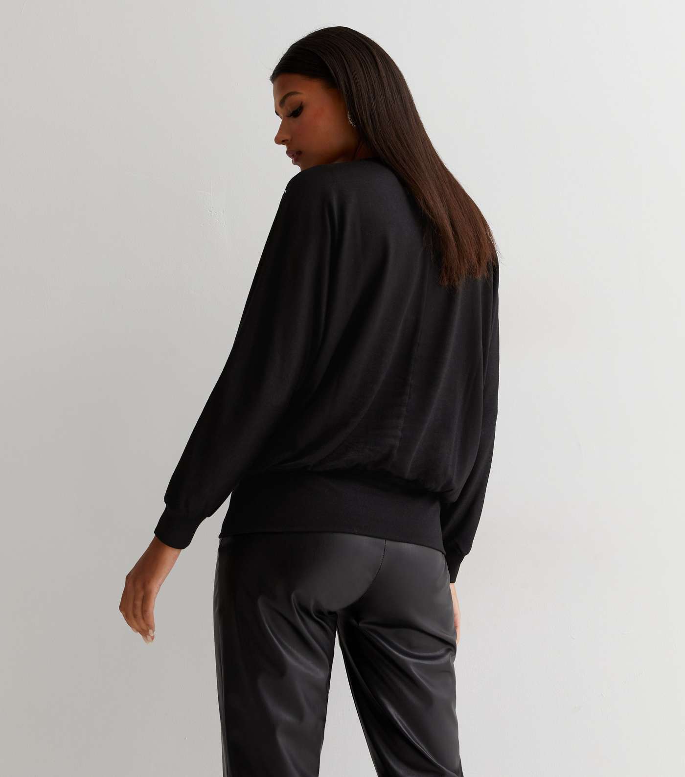 Black V Neck Scatter Embroidered Long Sleeve Jumper Image 4