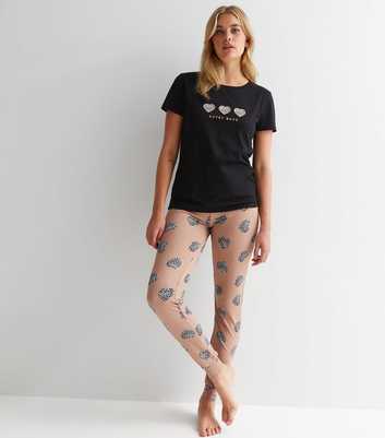 Tall Black Soft Touch Jogger Pyjama Set with Leopard Print