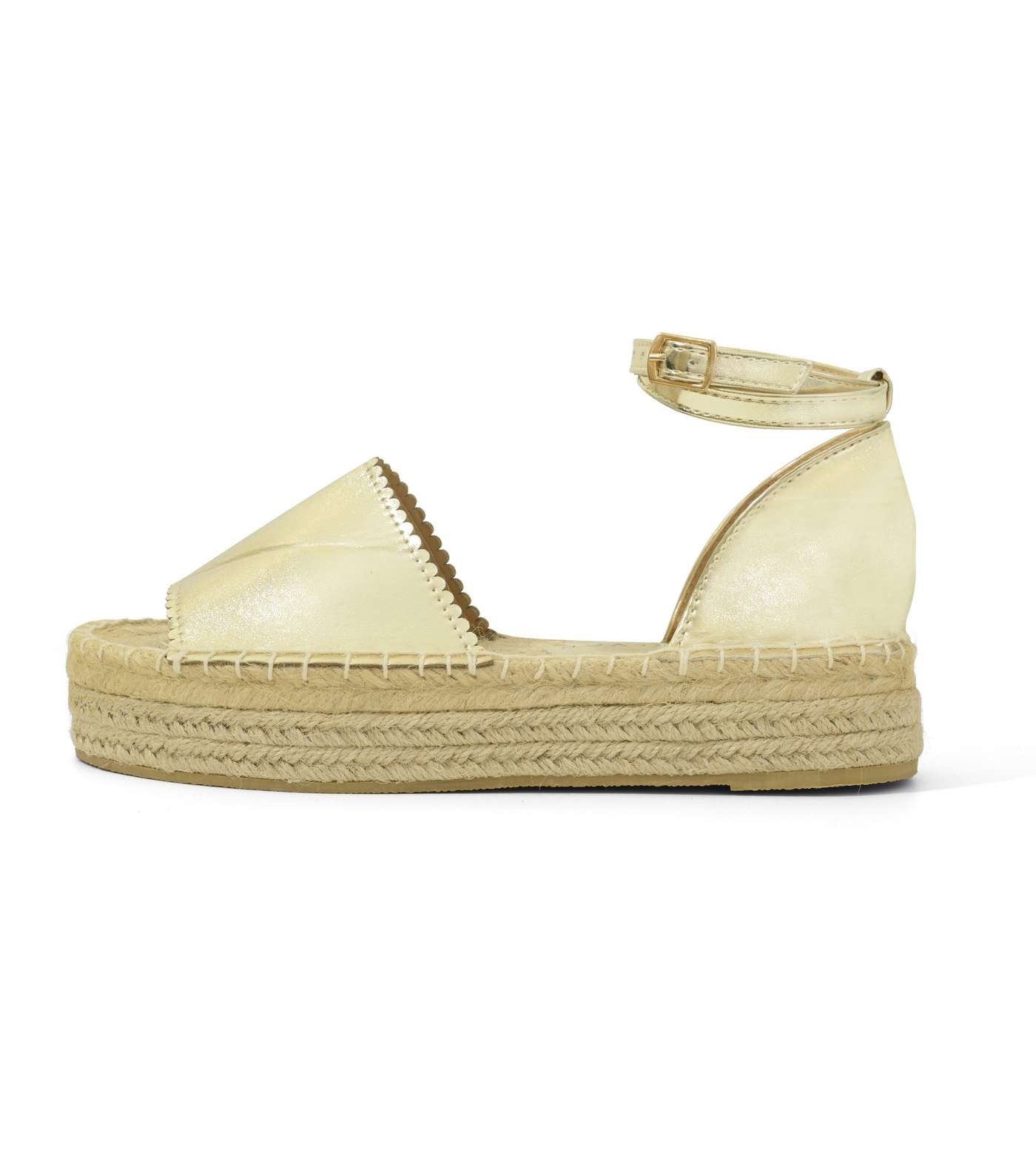 South Beach Gold Espadrille Chunky Sandals Image 3