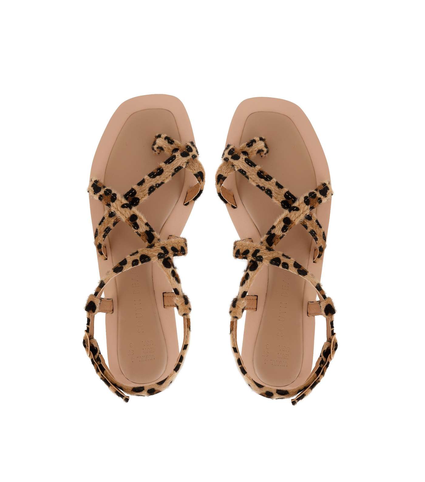 South Beach Brown Leopard Print Strappy Sandals Image 2