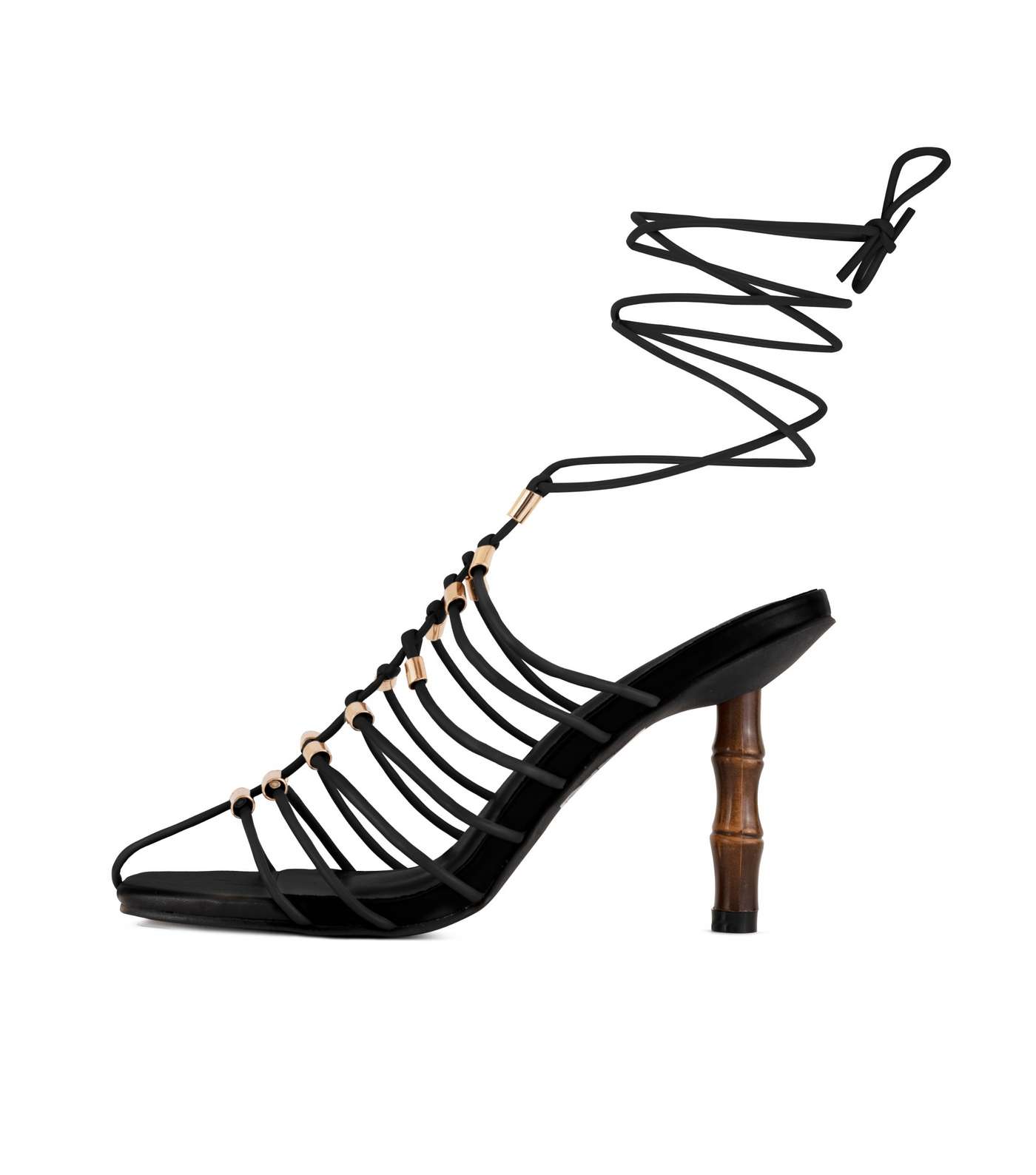 South Beach Black Tie Stiletto Heel Sandals Image 2