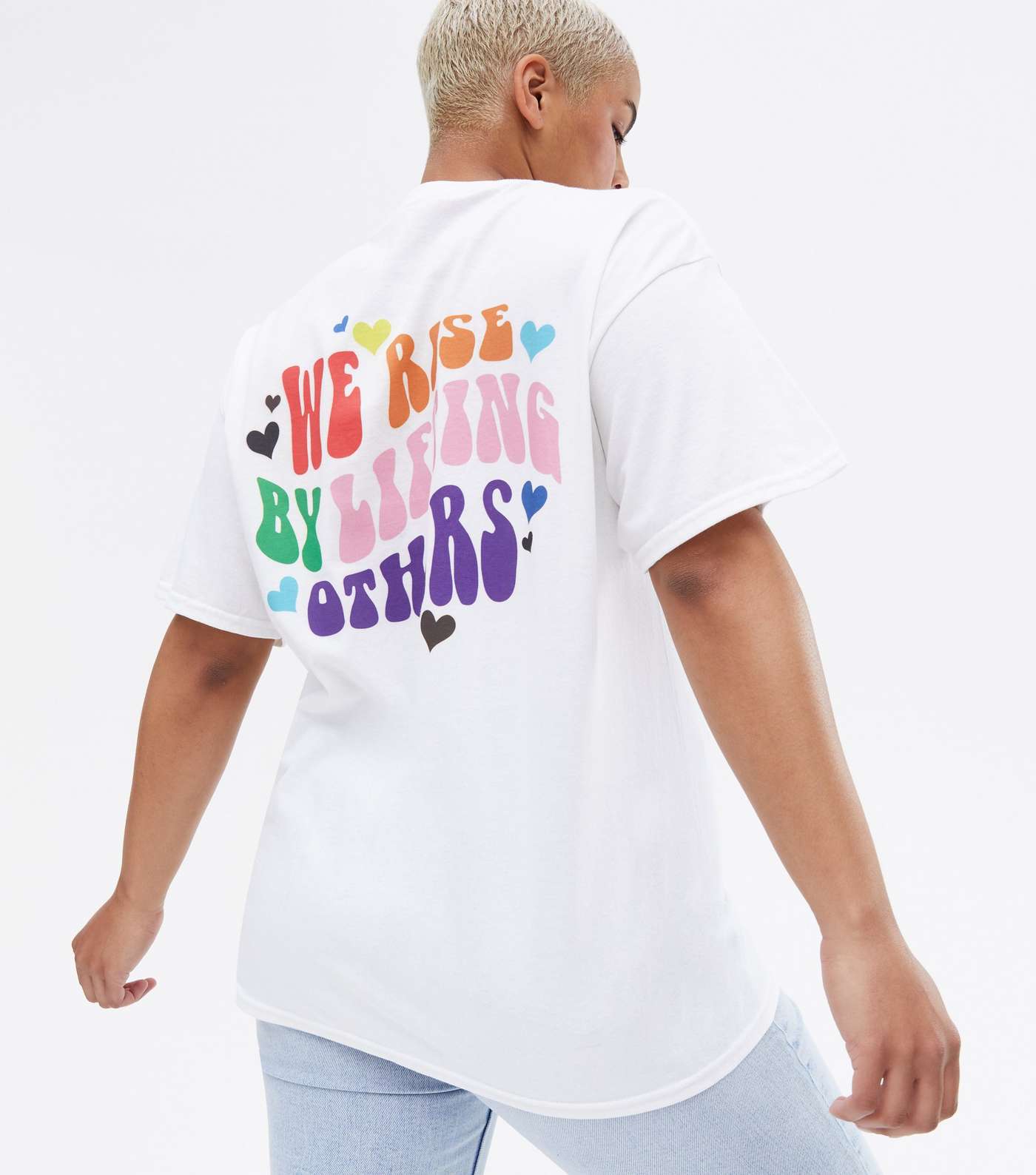 Curves White Back Logo We Rise Pride Charity T-Shirt