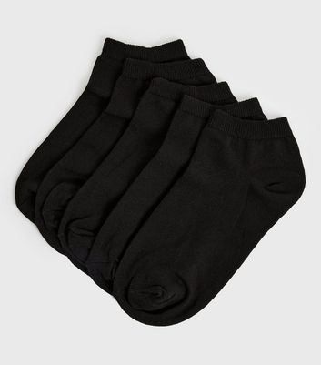 5 Pack Black Low Cut Trainer Socks New Look