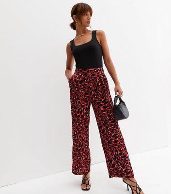 Red Check Print High Waist Slim Fit Trousers | New Look