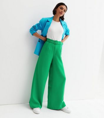 Frilled High Waist Belted Wide Leg Pants  High wasted jeans Wide leg pants  outfit Fashion