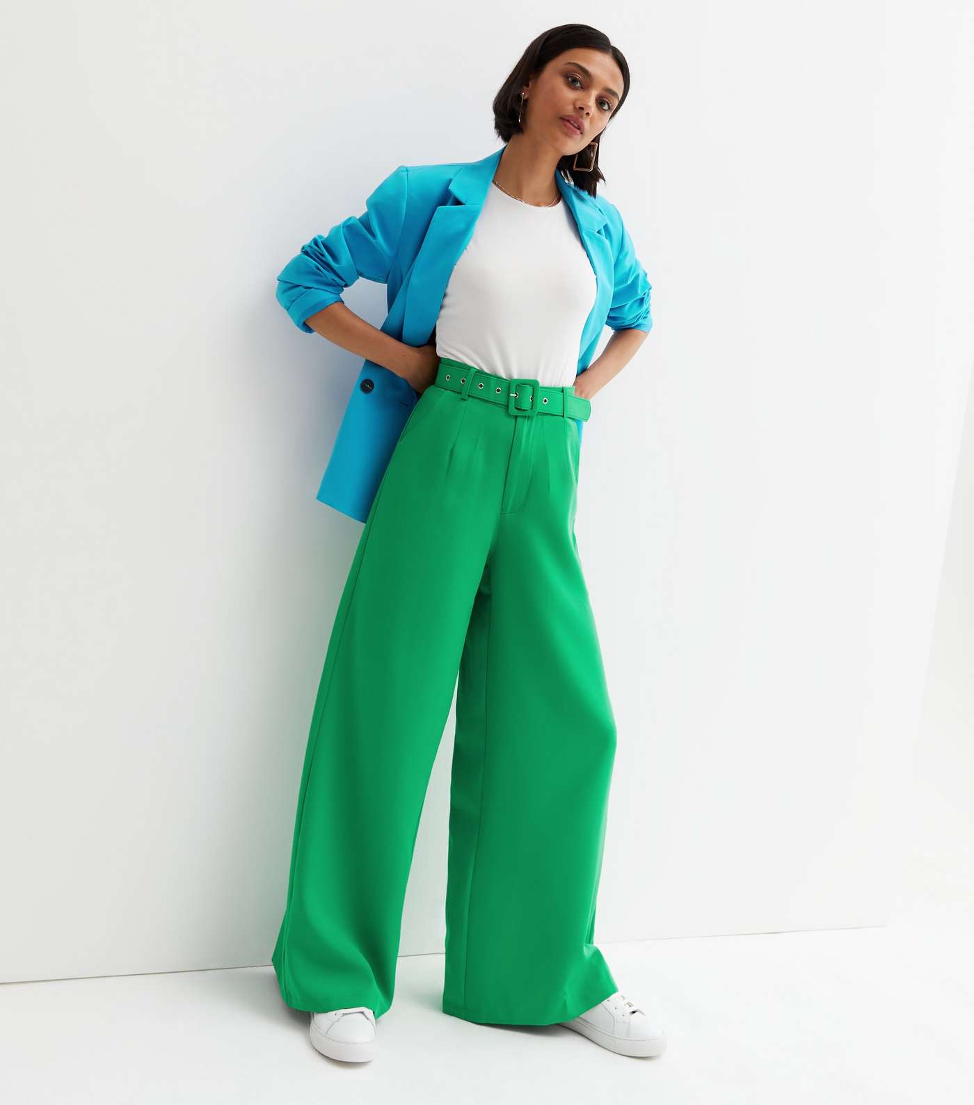 Cameo Rose Green Belted Wide Leg Trouser