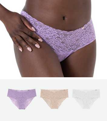 Dorina 3 Pack Lilac Tan and White Lace Briefs