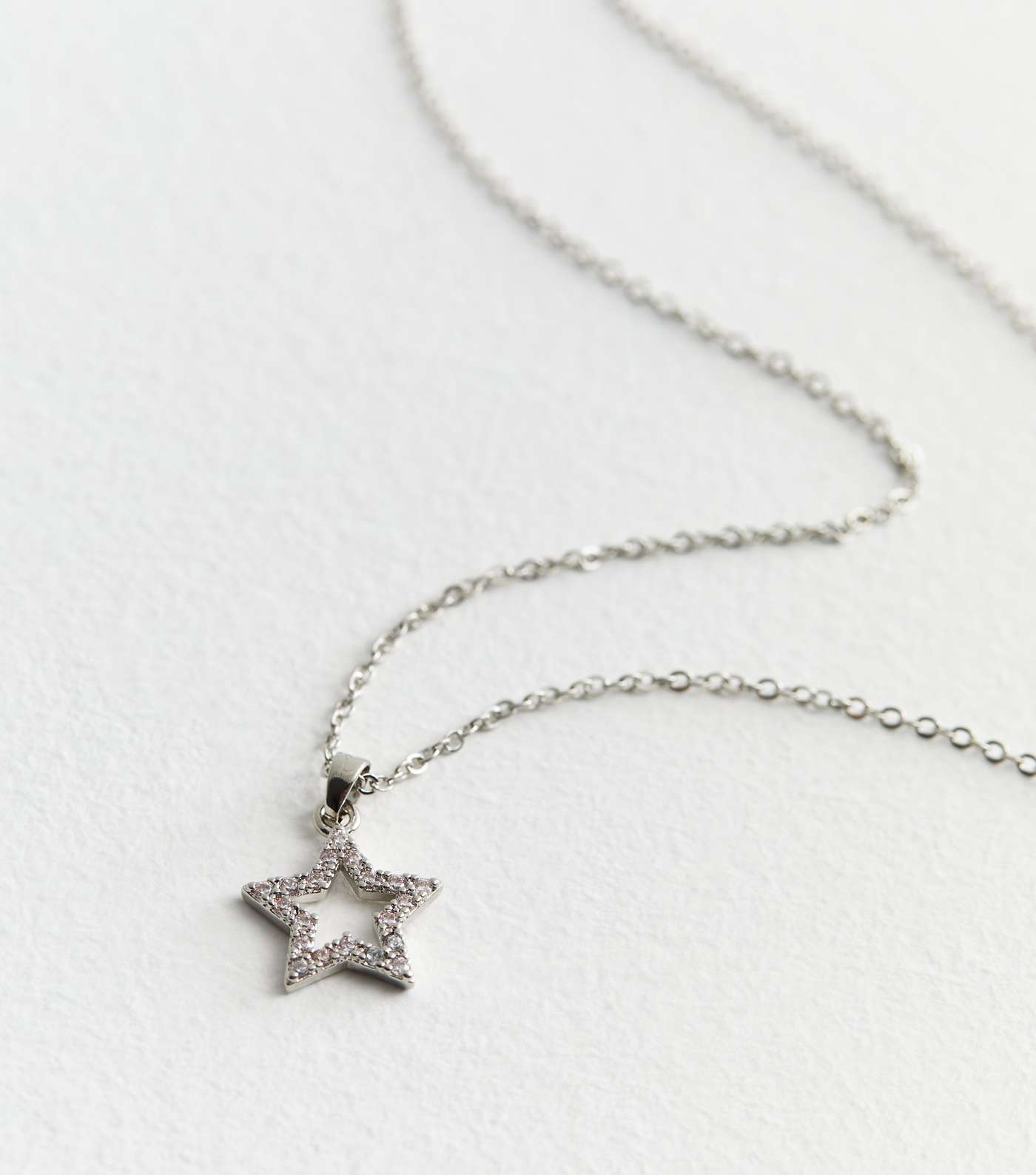 Silver Cubic Zirconia Star Pendant Necklace Image 2