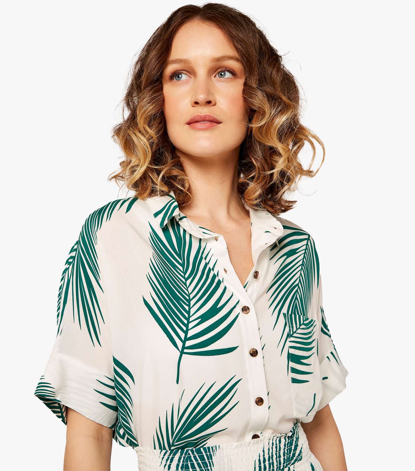 Apricot White Palm Leaf Shirt Image 2