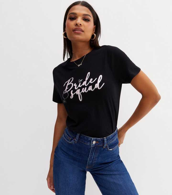 Black Short Sleeve Bride Squad Logo T-Shirt