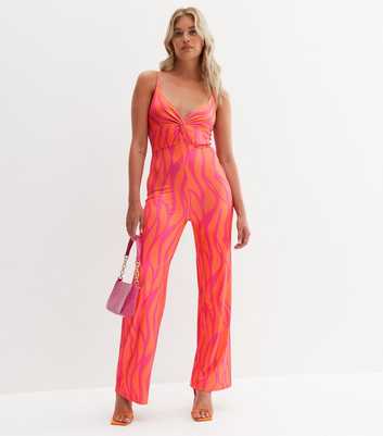 Tall Orange Zebra Print Strappy Twist Front Jumpsuit