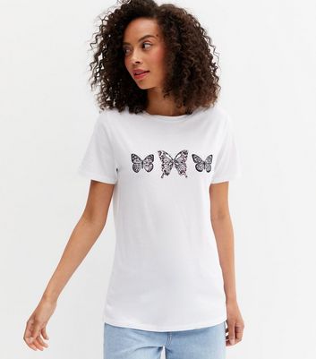 Tall White Butterfly Leopard Print T 