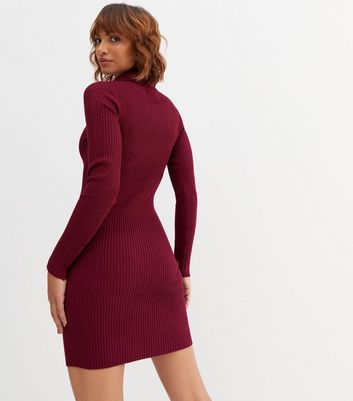 Pink Vanilla Plum Ribbed Knit Collared 