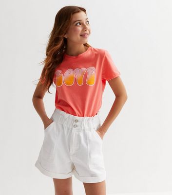 Girls shop coral shirt