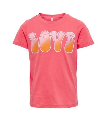KIDS ONLY Coral Love Logo T-Shirt New Look