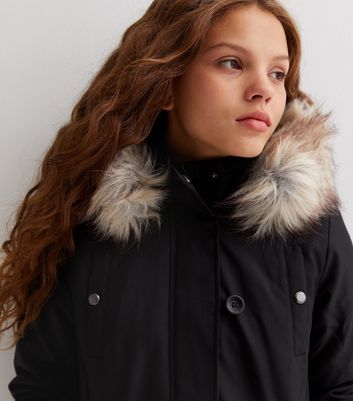 Girls fur hood parka sale