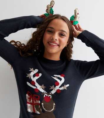 KIDS ONLY Navy Reindeer Christmas Jumper