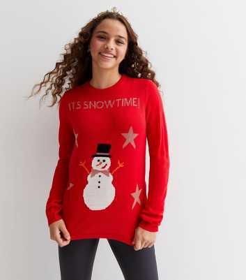 KIDS ONLY Crew Neck Knitted Snowman Novelty Christmas Jumper