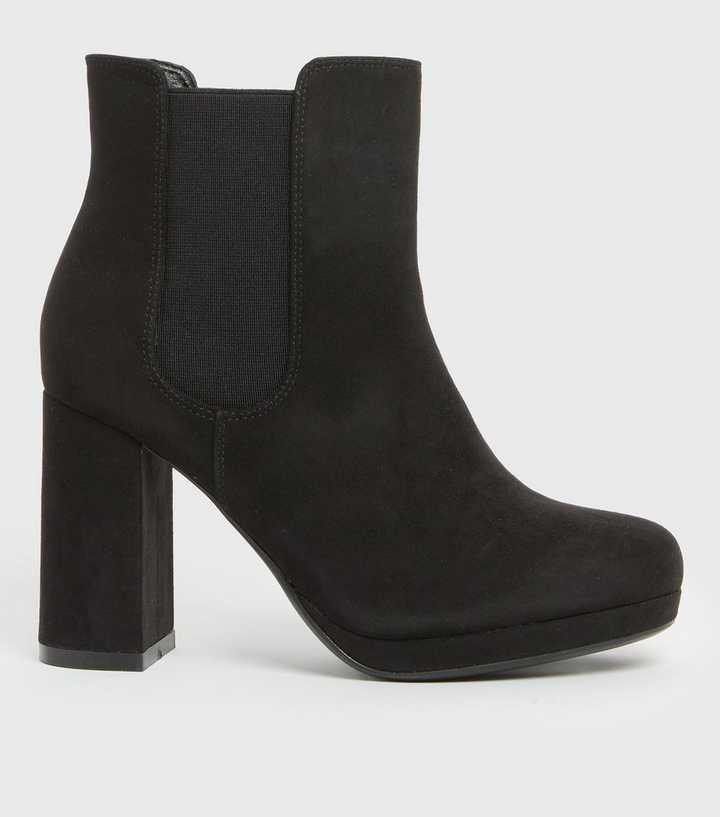 Wide Fit Suedette Block Chelsea Boots | New Look