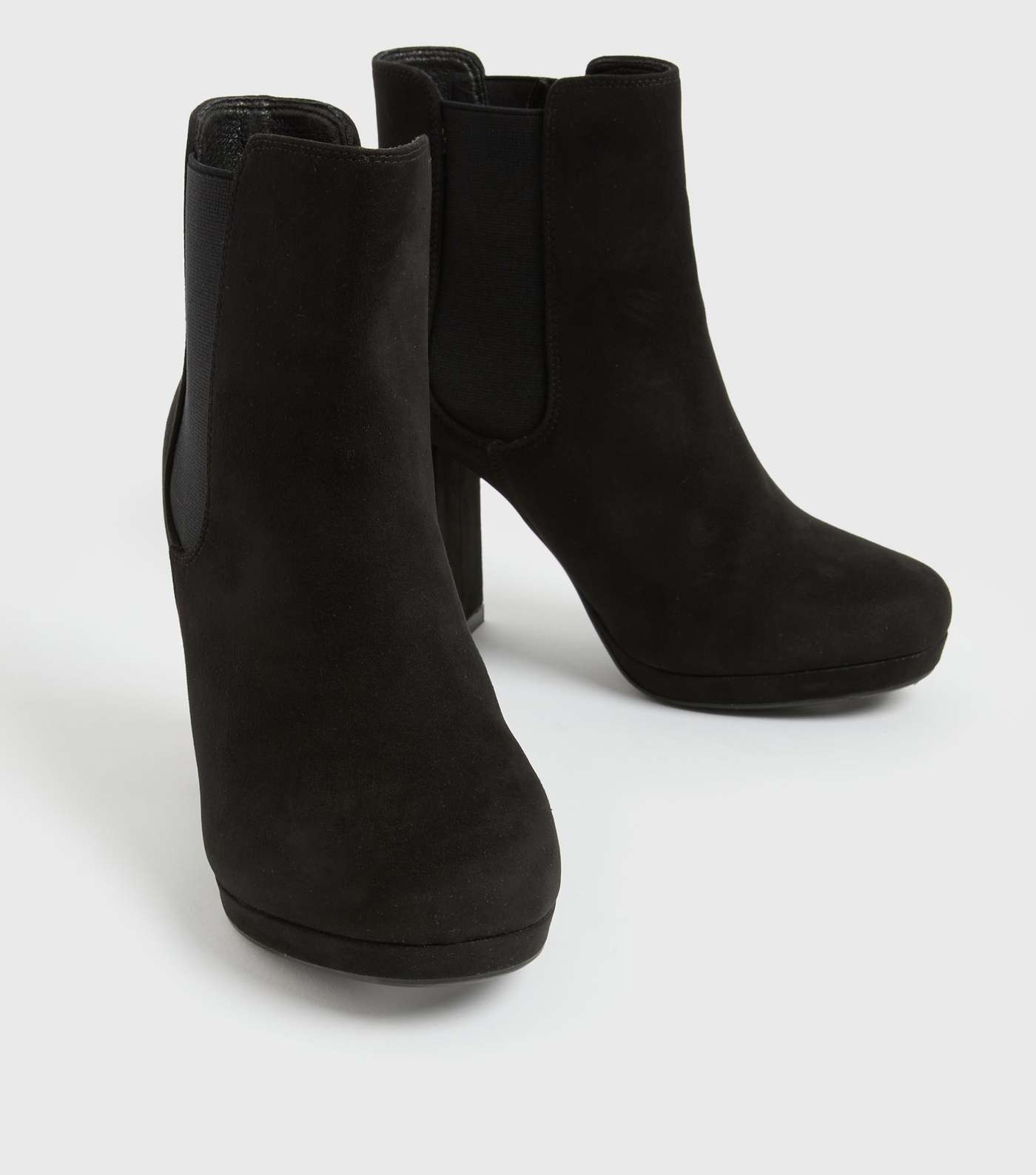Wide Fit Black Suedette Block Heel Chelsea Boots | New Look