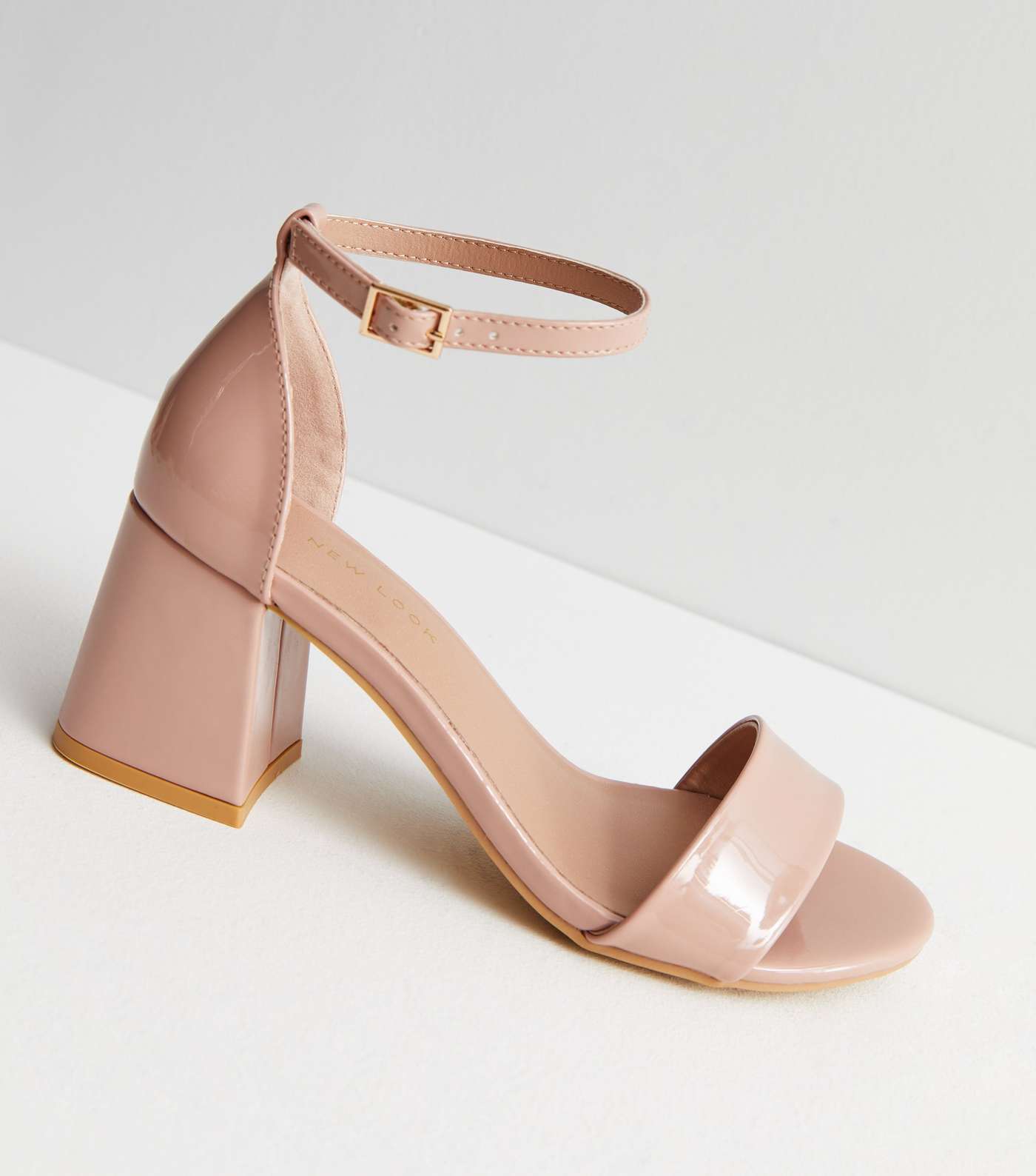Pale Pink Patent Strappy Block Heel Sandals Image 4