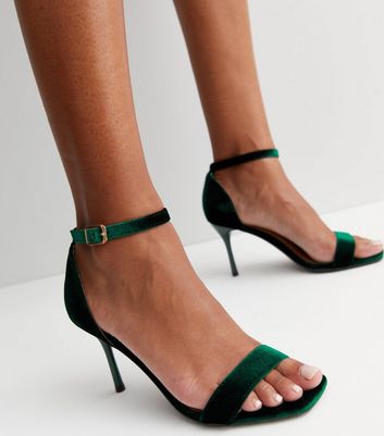 Dark green deals strappy heels