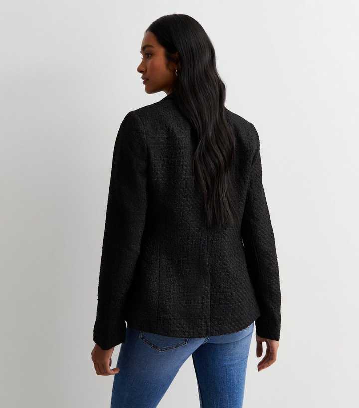 Black Bouclé Blazer | New Look