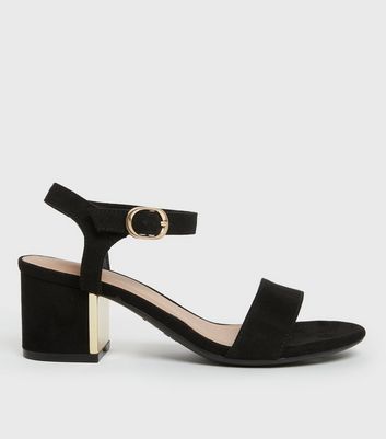 Wide Fit Black Suedette 2 Part Block 