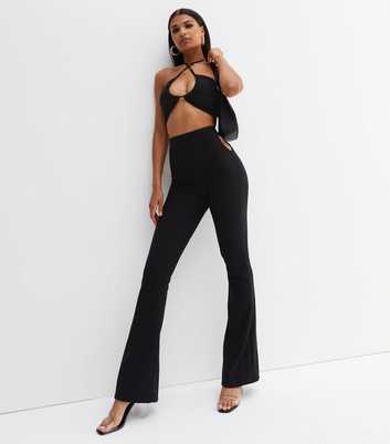 Pink Vanilla Black Cut Out Flared Trousers