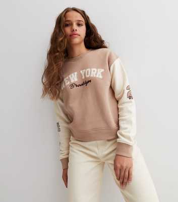 Girls Camel Colour Block New York Logo Sweatshirt