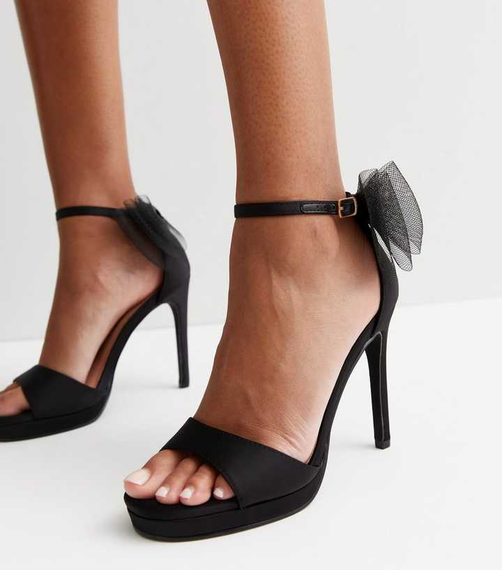 Double Black Bow Slides | Sandals 6 / Black