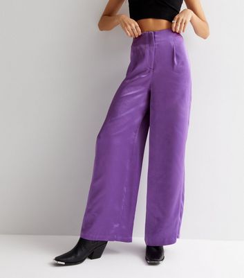 Wide twill trousers  Purple  Ladies  HM IN