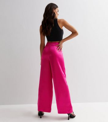 Mid Pink High Waist Paperbag Trousers New Look from NEW LOOK on 21 Buttons