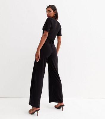 black short leg jumpsuit