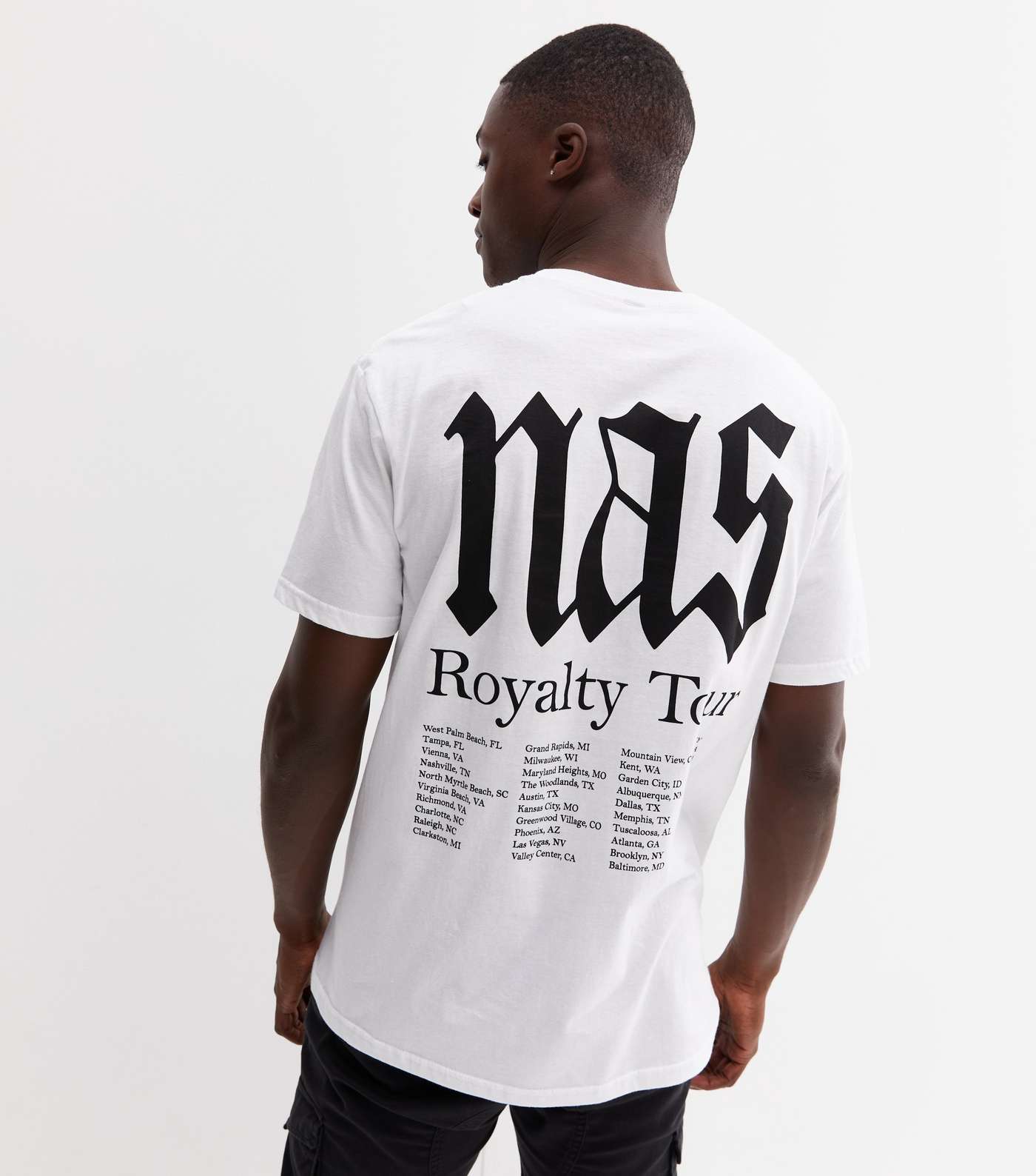 White Logo NAS Royalty Tour T-Shirt Image 4