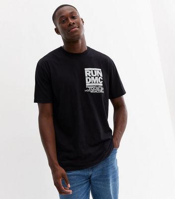 Black Logo RUN DMC Crew Neck T Shirt New Look