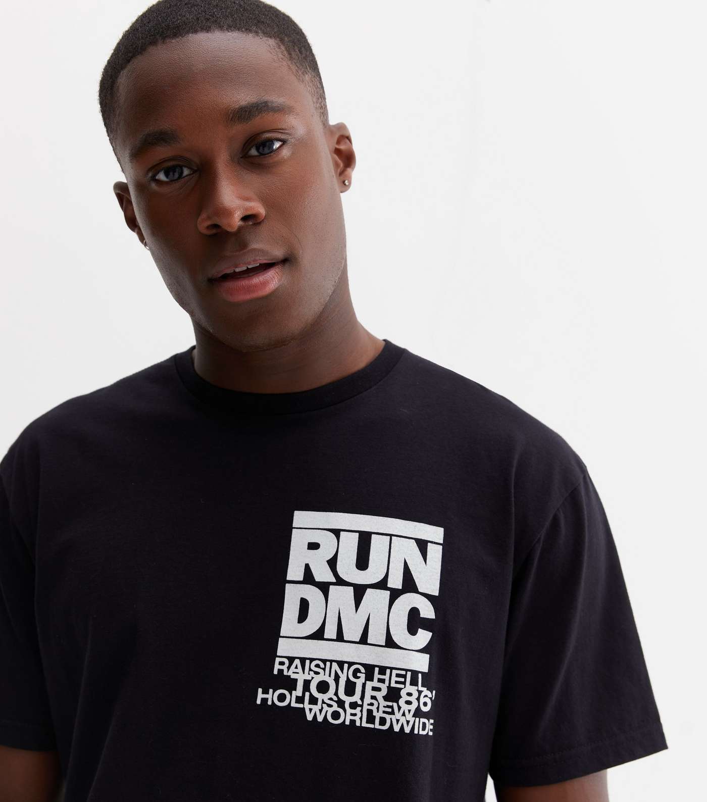 Black Logo RUN DMC Crew Neck T-Shirt Image 3