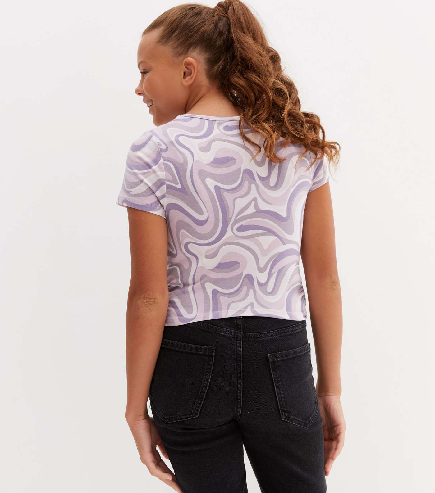 Girls Lilac Marble Cut Out Side Top Image 4