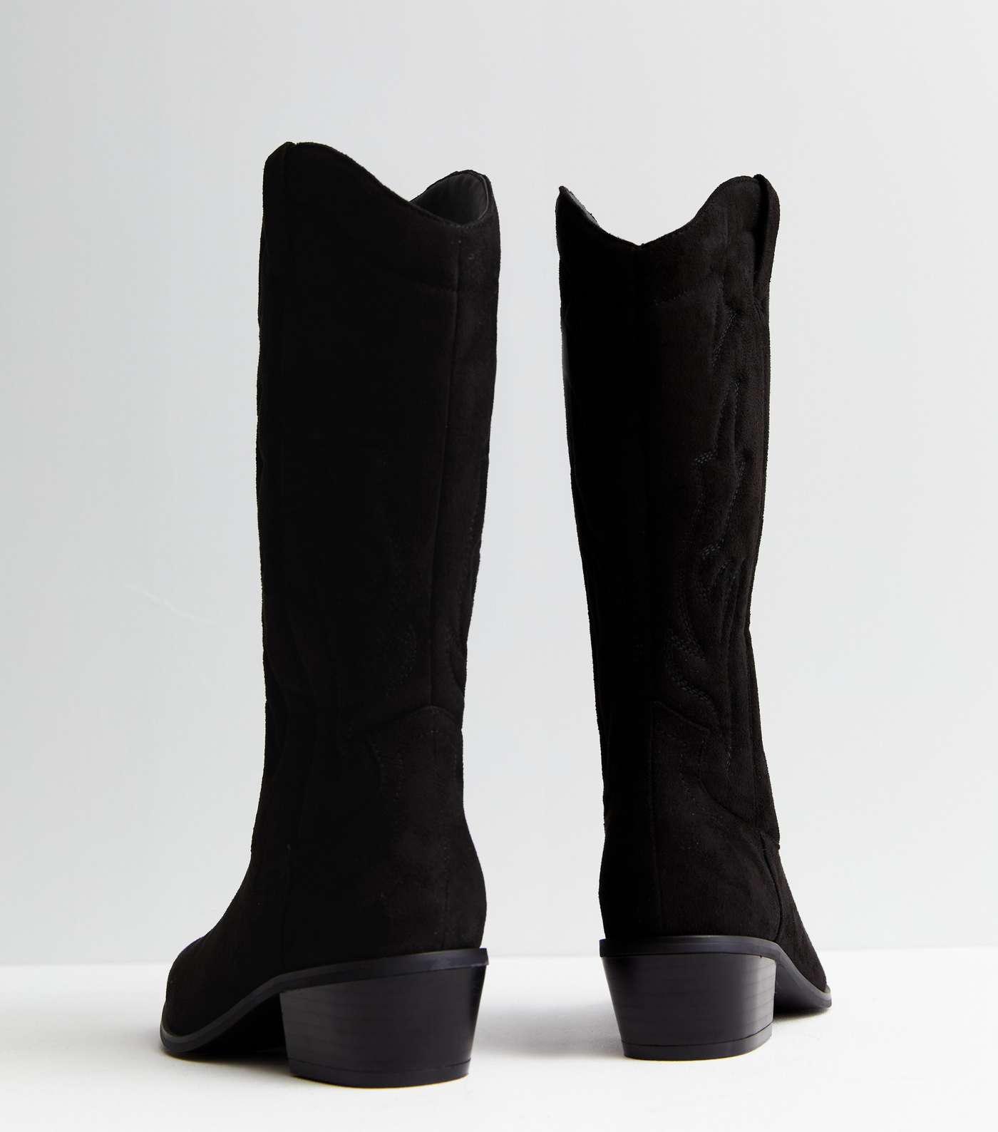 Black Suedette Calf Western Boots Image 3