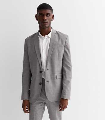 Grey Check Skinny Fit Suit Jacket