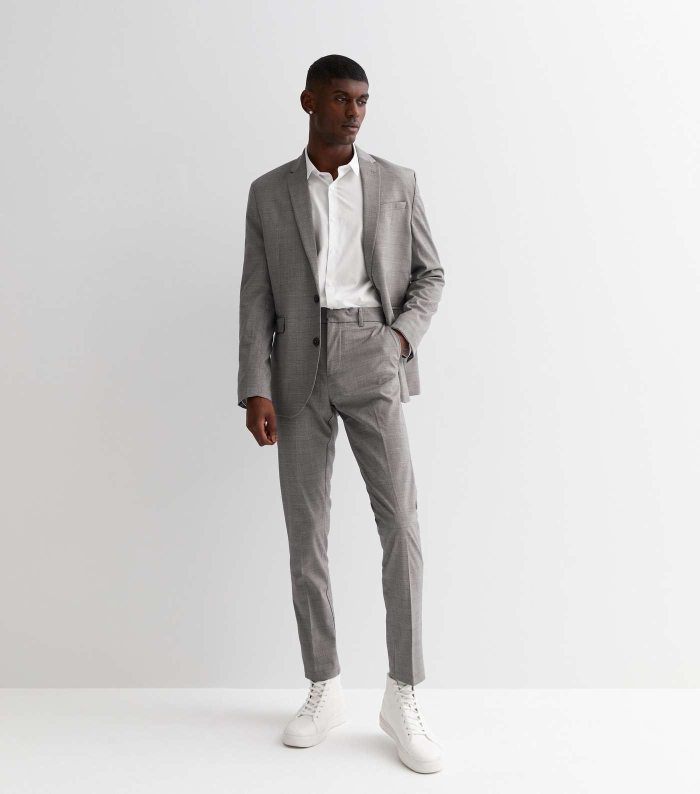 Grey Check Skinny Fit Suit Jacket Image 2