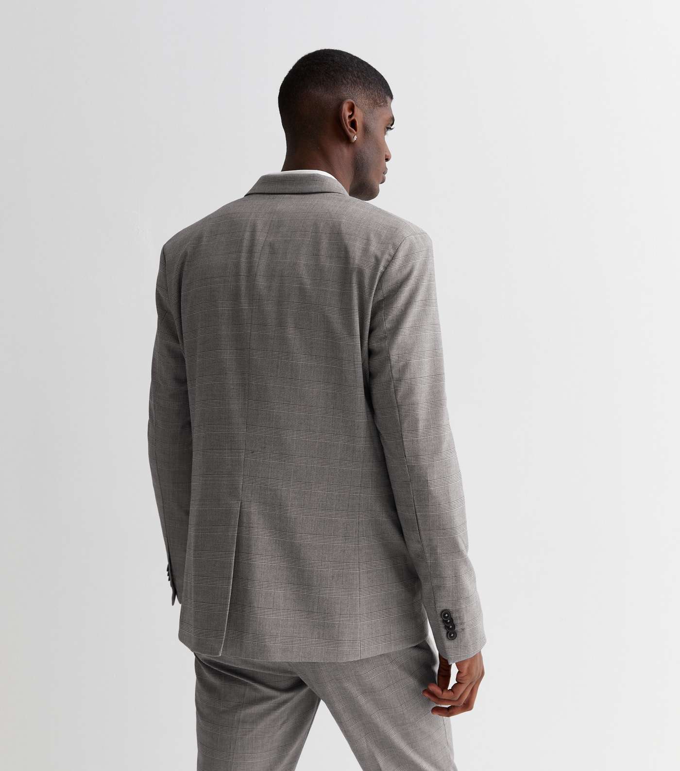 Grey Check Skinny Fit Suit Jacket Image 4