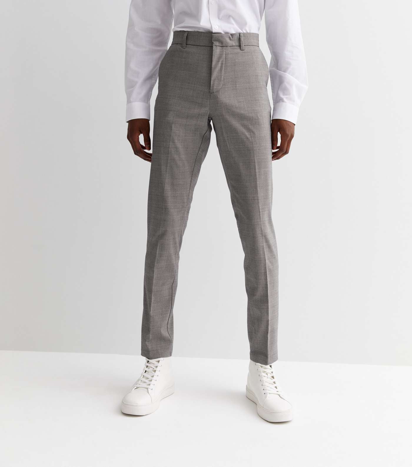 Grey Check Skinny Suit Trousers Image 2