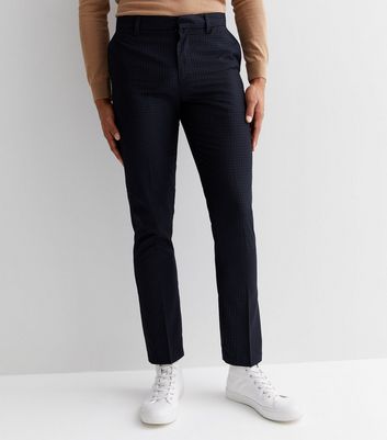 Mens skinny navy sales trousers