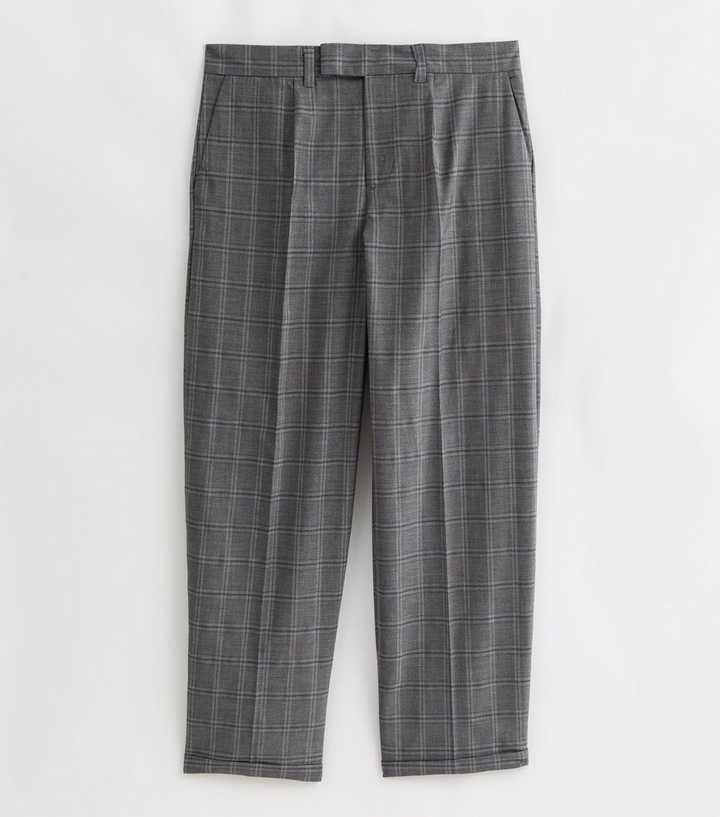 Dark Grey Check Relaxed Fit Trousers