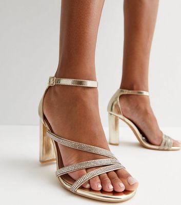 Diamante Low Heeled Sandals Wide | Simply Be