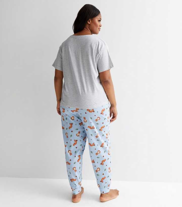 Light Grey Jogger Pyjama Set with Squirrel Logo