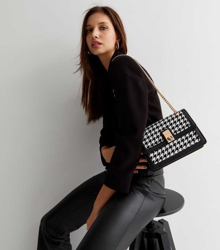 Small crossbody bag - Black/Dogtooth-patterned - Ladies