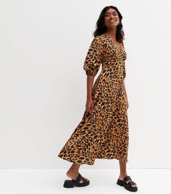 Rust leopard clearance print dress